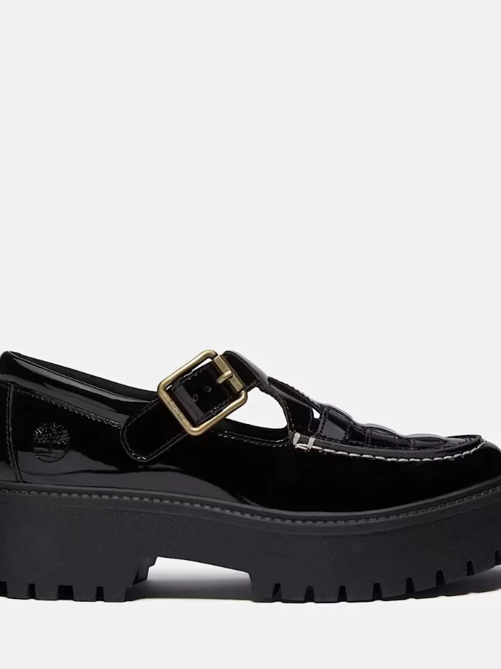 Timberland Women's Patent Leather Stone Street Platform Buckle Shoes, Size 7
